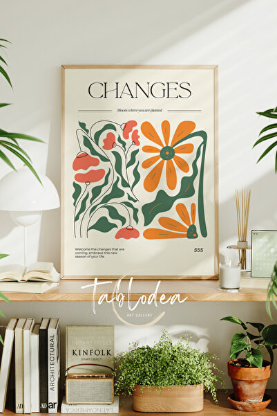 tablodea Tablou înrămat cu model floral Aura 555, Pictură murală abstractă fl...