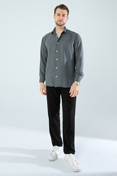 YXC Trend Maker Ανδρικό λινό πουκάμισο με υφή Oversize Smoked