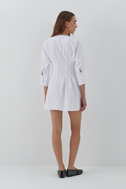 MARKALİSTE Сукня з довгими рукавами на блискавці, біла