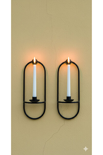 Samsun Demsa Demir Ferforje İkili Askılı Demir Elips Mumluk Şamdan