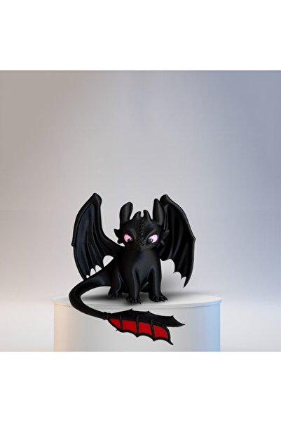 MYCRAFT3D Ejderhanı Nasıl Eğitirsin? Gecenin Öfkesi Siyah Ejderha 11 Cm (Toothless-Pembe Göz)