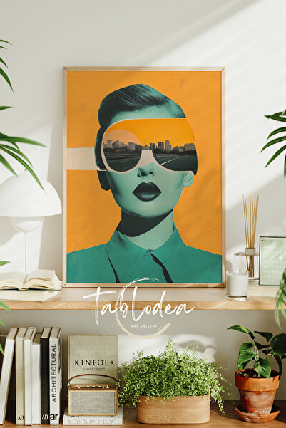 tablodea Αφηρημένο σουρεαλιστικό πορτρέτο γυναίκας, ζωγραφική με πλαισιωμένη ...