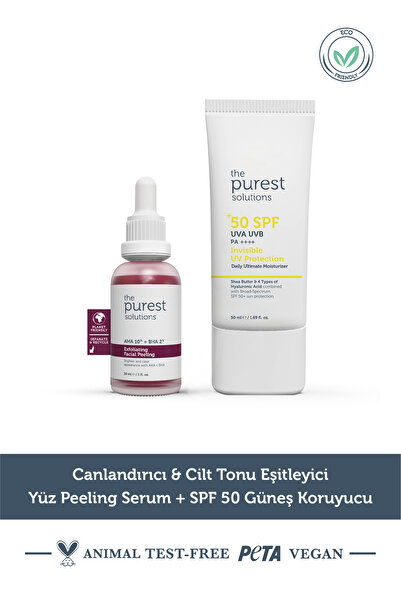 The Purest Solutions Ser revitalizant pentru peeling facial pentru egalizarea nuanței pielii + protecție solară SPF+50