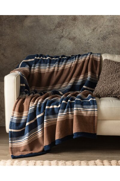 Madame Coco Magne Wellsoft Polar Bedruckte TV-Decke - Marineblau/Braun - 130x170 cm
