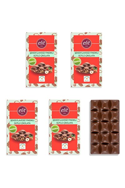 Elit Çikolata Fındıklı, Şeker Ilavesiz Ve Prebiyotik Sütlü Çikolata 60g 5'li ...