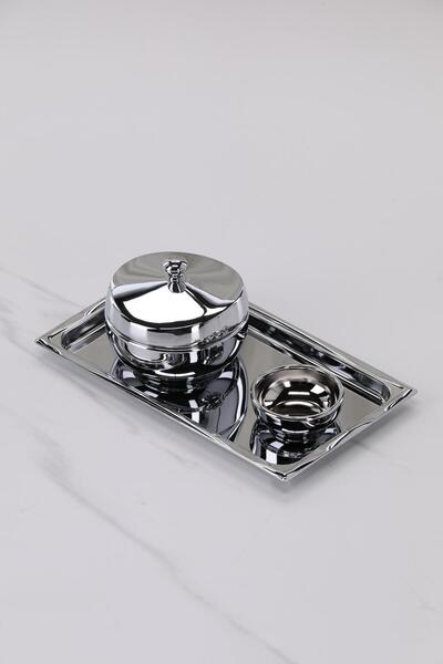 aljahwari Al Jawhara Dates Set, Silver, Shiny Steel, Medium Size, 13cm