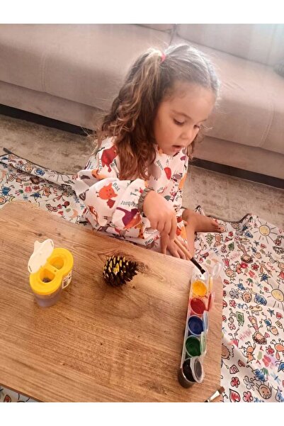 Aşkın Parti Evi 3-6 Years Old Zoo Liquid-Proof, Machine Washable, Long-Sleeved Children's Activity Painting Apron