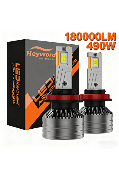 Choice H4/9003/HB2 Hi/Lo Heyword 180000 لومن عالية الطاقة 490 واط H7 مصباح ليد أنبوب نحاسي مزدوج للسيارة