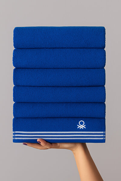 Benetton Home 5 штук рушників для ванної кімнати, рушників для обличчя та тіла, синього кольору, 100% бавовна, 30x50 см, рушник для обличчя