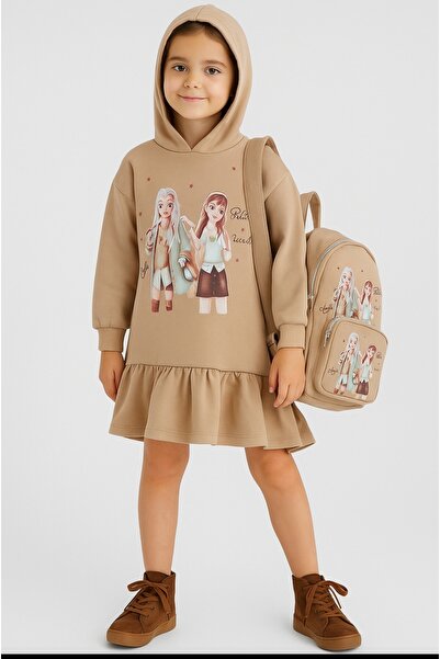 Moonstar Girl's Hooded Skirt Ruffled Bag Firozen Dress