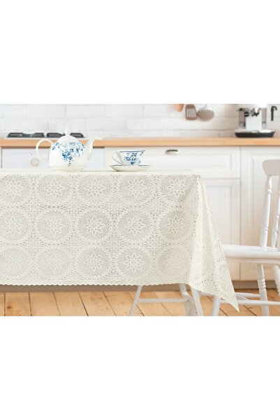 Madame Coco Anita PVC-Tischdecke - Ecru - 140x140 cm