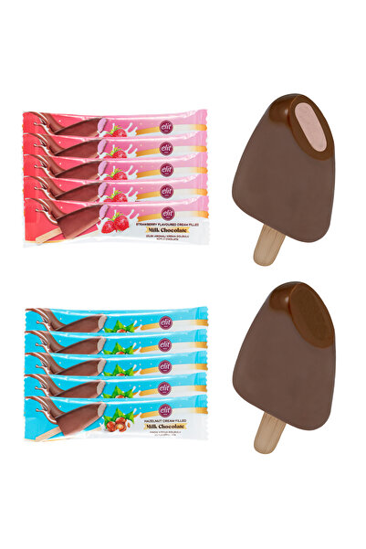 Elit Çikolata Dondurma Çubuğunda Dolgulu Sütlü Çikolata 10'lu Set Glutensiz