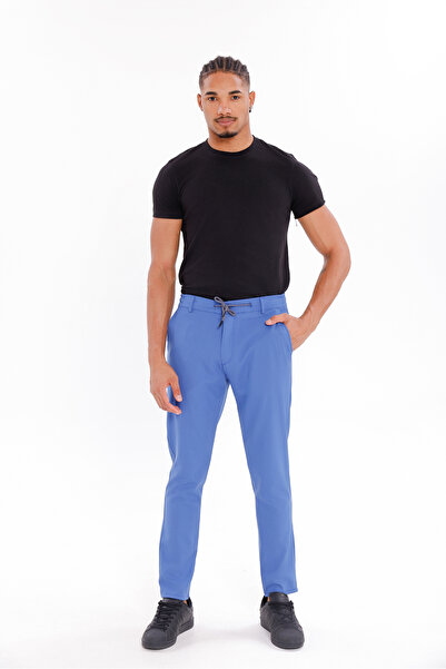 Firststops Men's Saks Linen Look Comfortable Fit Breathable Lace-Up Trousers