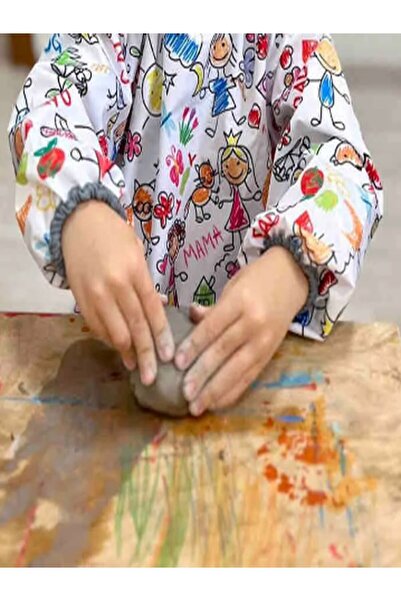 Aşkın Parti Evi Παιδική σαλιάρα δραστηριότητας ζωγραφικής με μακρύ μανίκι, αδιάβροχη, που πλένεται στο πλυντήριο, για οικογένεια 3-6 ετών