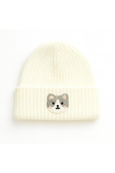 byebruketenci Christmas Cat Beanie Punčka Cream White Hat - Gift
