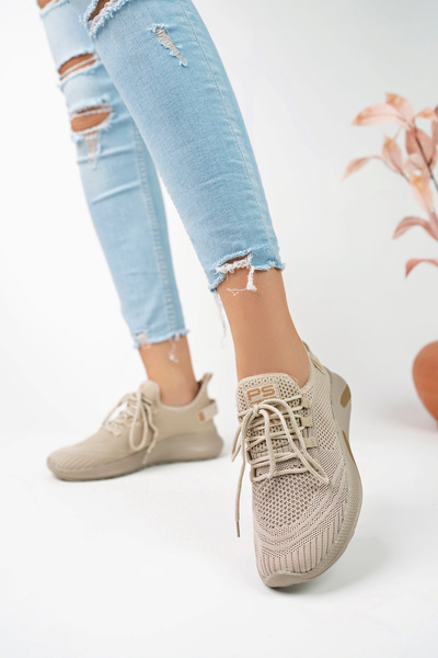 eformoda by emre yılmaz Nude Unisex Triko Sneaker Rahat Hava Alabilen Kokusuz Spor Ayakkabı 4555