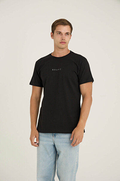 KLY Ανδρικό μπλουζάκι με λαιμόκοψη σε σχήμα O, κομψό σχέδιο