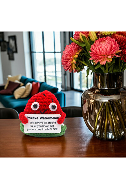 OEM Mascota tricotata, model pepene rosu, Positive Watermelon, mesaj motivati...