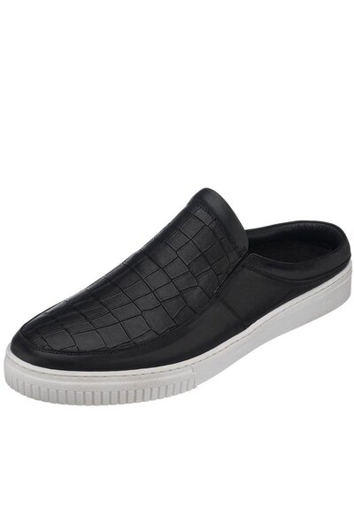 İriadam 45-46-47-48-49-50 Number Cem-01 Black Calfskin Sandals Shoes Comfortable Stylish Wide Mold Special Design