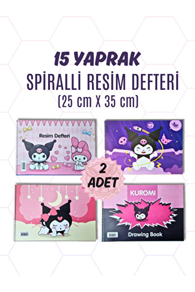 kuromi 25 cm x 35 cm Spiralli Resim Defteri 2 li (2 Adet)