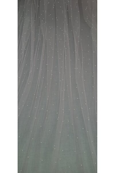 Suzanna Moda Ful Incili 3mt Boy 3mt Eni Tek Kat Kırık Beyaz Taraklı Hayal Tül Gelin Duvağı