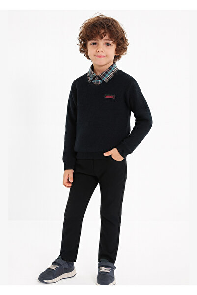 Casabony Set of 3 Black Knitwear & Shirt & Gabardine Trousers for Boys