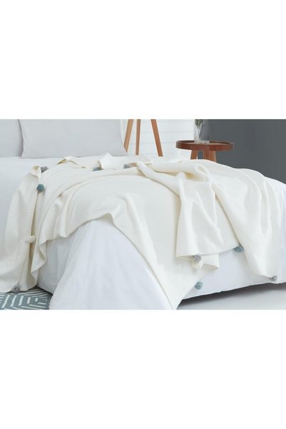 Dolce Bonita Home بطانية بيكيه كريمية مقاس 150 × 200