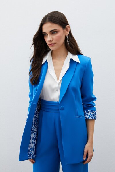 Sateen Jachetă clasică Mono Collar - Indigo