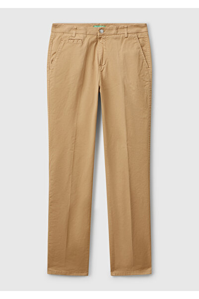 United Colors of Benetton Kadın Kahverengi Elastanlı Basic Chino Pantolon