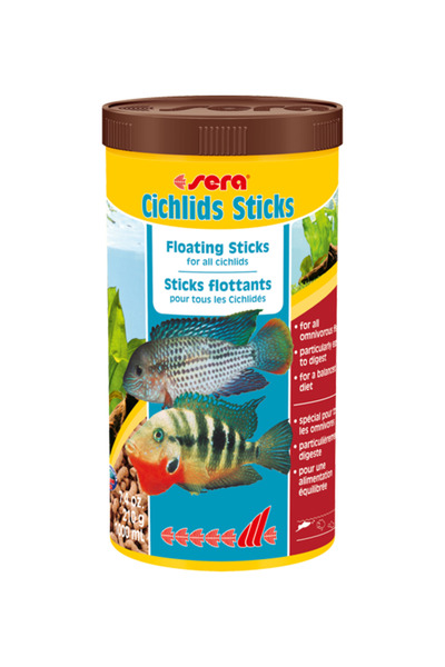 SERA Cichlid Sticks 1000ml 210 gr Skt: 10/2026 Orjinal Kutu Cichlid Balığı Yemi