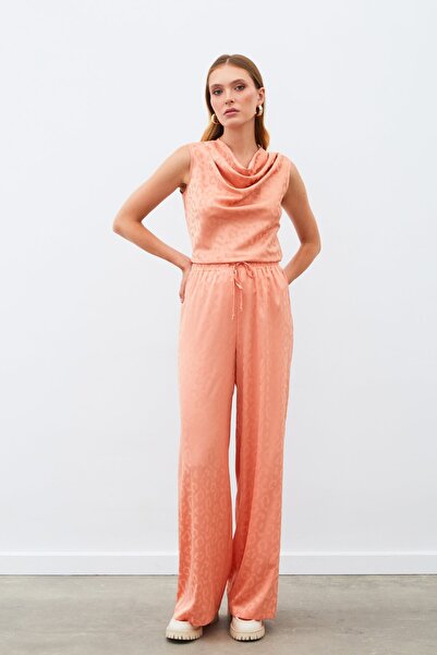 Sateen Μπλούζα χωρίς μανίκια με γιακά - Σομόν