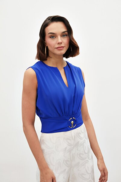 Sateen SAX MAVİ Блуза без рукавів з деталями