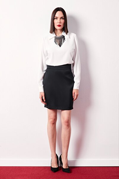 Sateen Kolyeli Salaş Bluz - Ekru