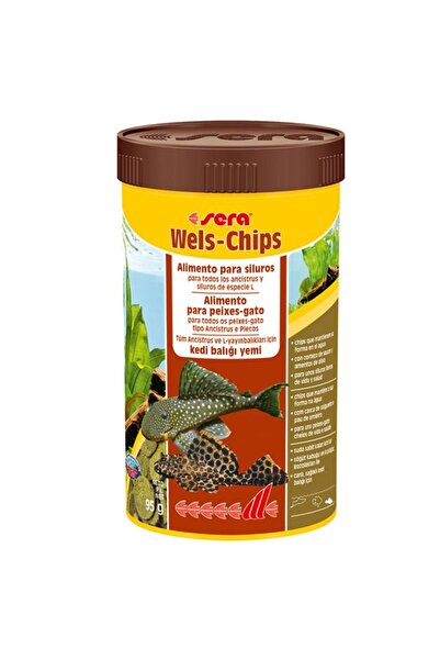 SERA Wels chips 250 ml 95 gr. Skt :04/2027 Orjinal kutusunda Vatoz Ve Çöpcü Yemi