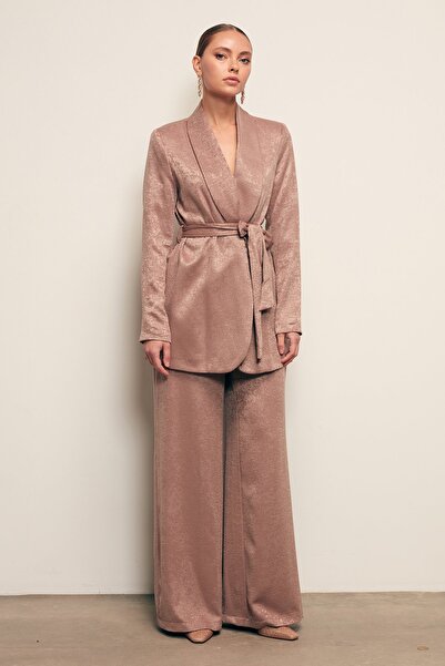 Sateen Παντελόνι Mink με φαρδύ πόδι