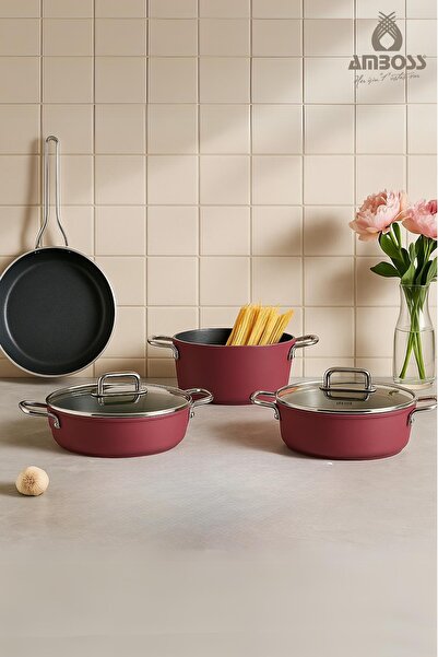 Amboss Anyolin 7 Piece Titanium Coated Cookware Set (Burgundy)