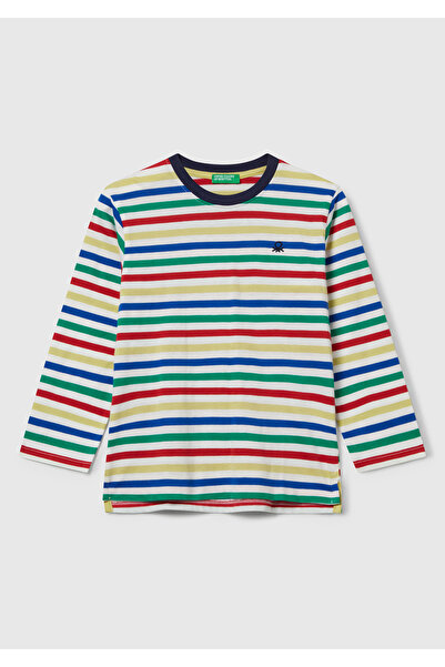 United Colors of Benetton Μπλουζάκι για αγόρι με μακρυμάνικο λαιμόκοψη και μο...