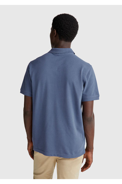United Colors of Benetton Ανδρικό μπλουζάκι πόλο με κοντό μανίκι, μπλε, κανονική εφαρμογή