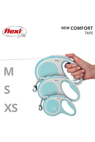 Flexi New Comfort 3M Şerit XS Açık Mavi Otomatik Kedi Köpek Gezdirme Tasması