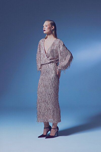 Sateen Χάλκινο Χρώμα Μακριά Παγιέτα Φούστα