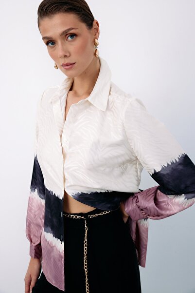 Sateen Renkli Klasik Gömlek - Pudra