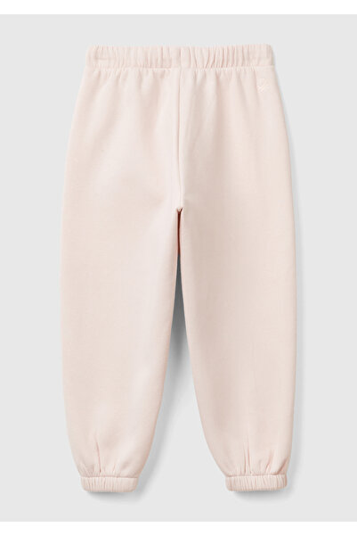 United Colors of Benetton Κοριτσίστικο ροζ σκόνη με λεπτομέρεια λογότυπου στην πλάτη και ελαστικό παντελόνι μέσης με κορδόνι