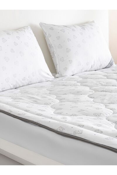 homewell 100% Pure Cotton Hypoallergenic Mattress Pad with Body Temperature Balancing Silvery Diamond