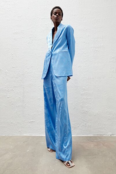 Sateen Штани з сатиновим візерунком - Сині