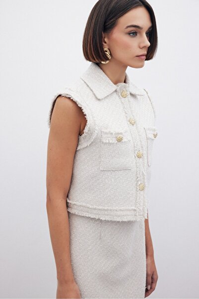 Sateen Γιλέκο από τουίντ με λάμψη - Πέτρα