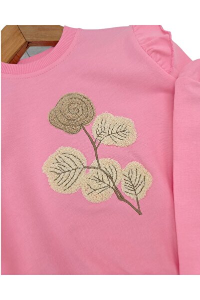 VOY KİDS Girl's Seasonal Floral Embroidered 2-Piece Set – Long Sleeve Crew Neck Top and Bottom – 2-5 Years