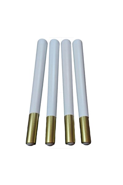 Taraf Dekorasyon Üstten Vidalı Gürgen Ahşap Ucu Gold Beyaz Renk 42 Cm 4 Adet ...