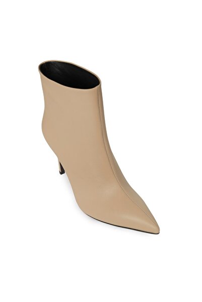 Beauty Omelette Bej Geniş Bilekli Topuklu Deri Bot