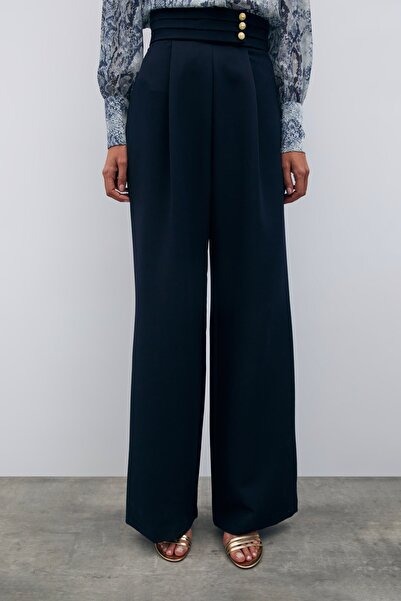 Sateen Темно-сині брюки з завуженою талією