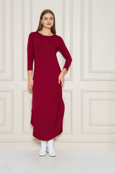 ESPİNA Γυναικείο μακρυμάνικο φόρεμα οβάλ σχήματος με σκισίματα μίντι μήκους